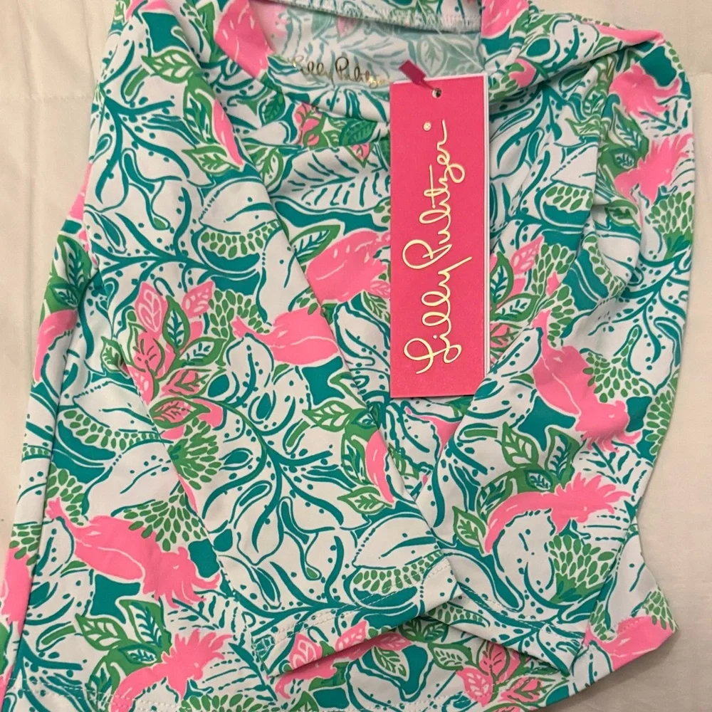 Lilly Pulitzer Girls' Pink & Green Hooded Floral Rashguard